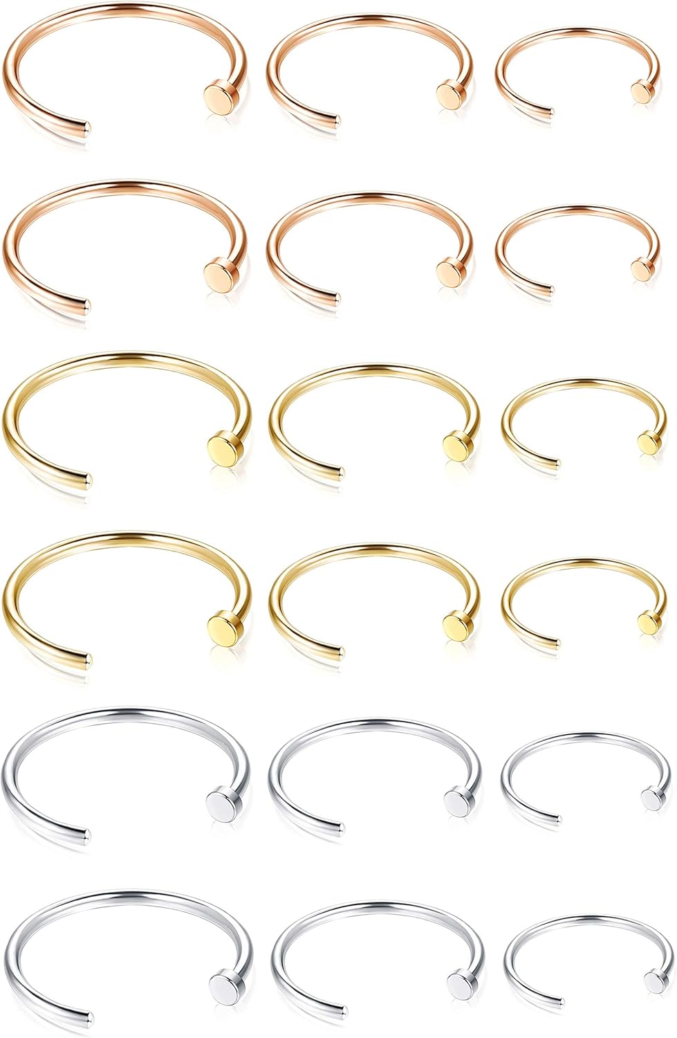 Body Jewelry Rings - FASACCO 22G Surgical Steel Nose Rings
