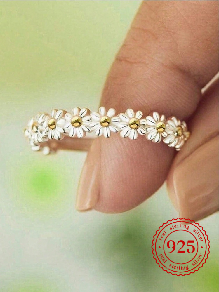 Body Jewelry High Quality - 925 Sterling Silver Vintage Daisy Rings
