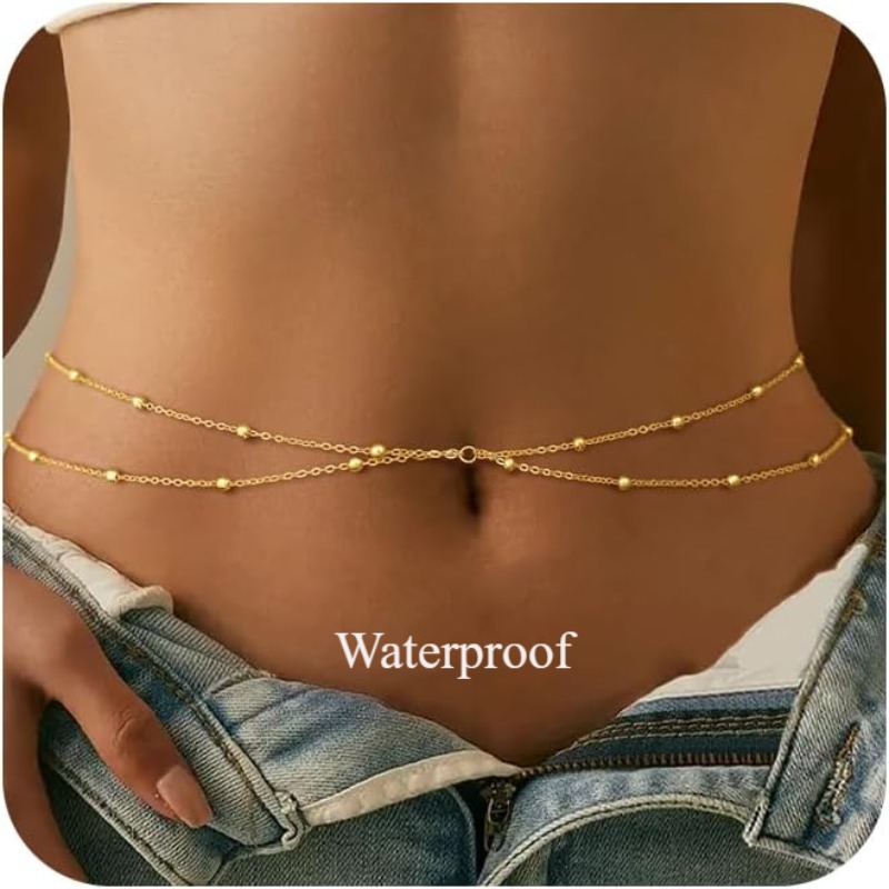 Body Jewelry Waterproof - Waist Chain for Women Waterproof, 14K