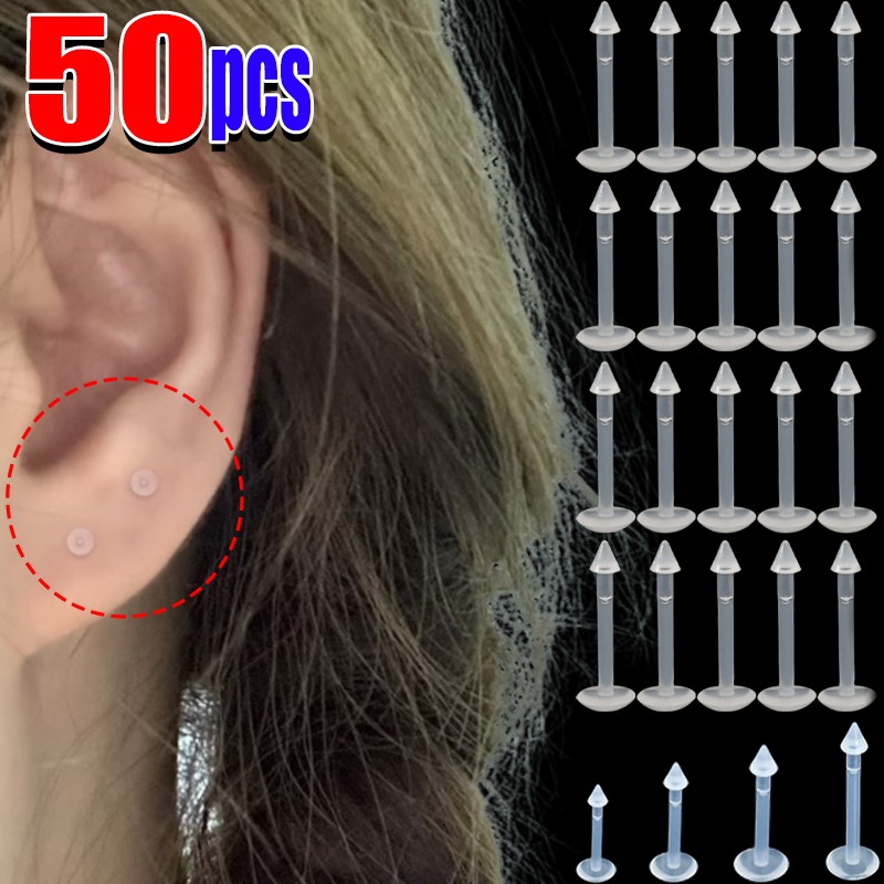 Body Jewelry Lip Ring - 10-50Pcs Transparent Lip Studs Invisible Piercing