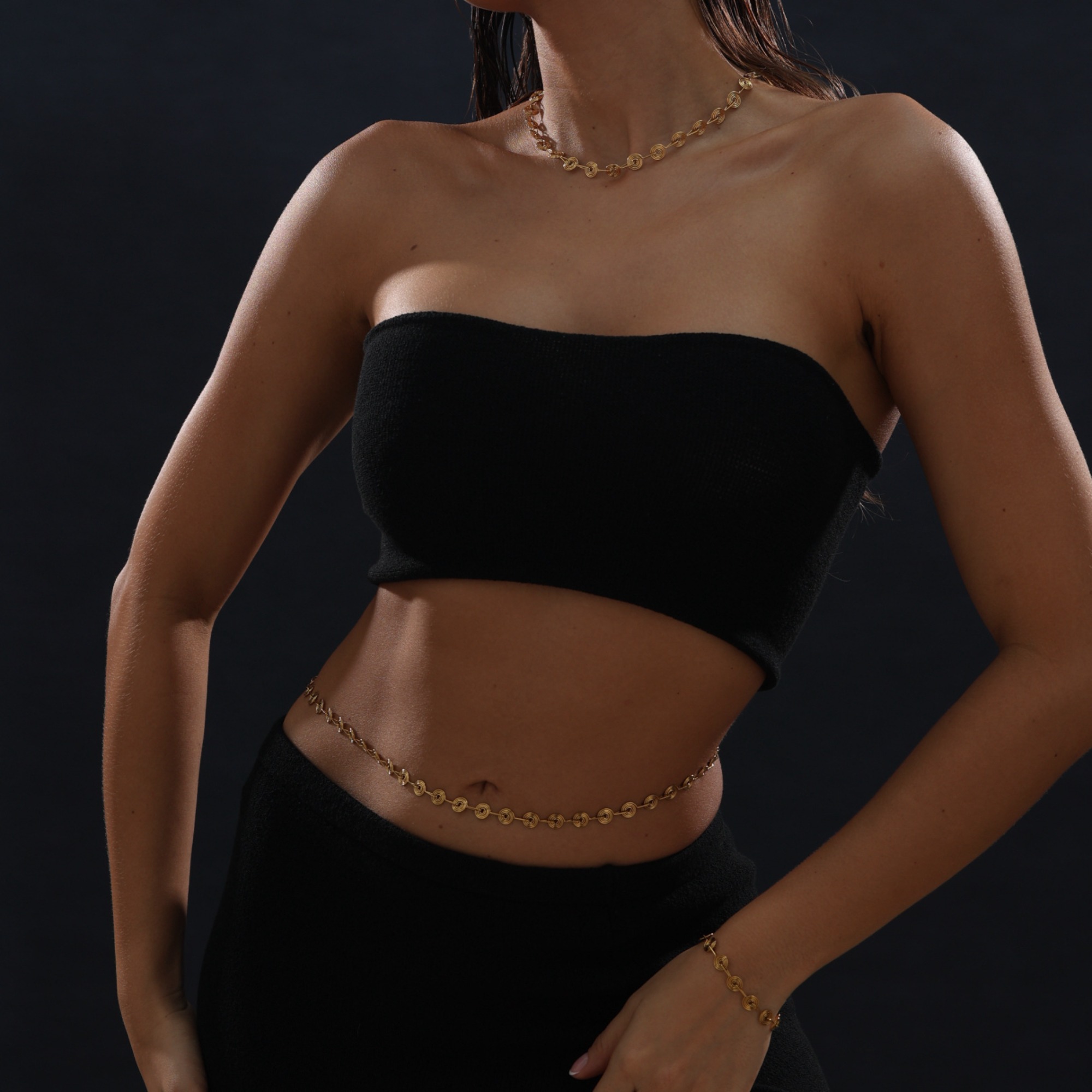 Body Jewelry Waterproof - Stainless Steel Plated 18k Gold Spiral