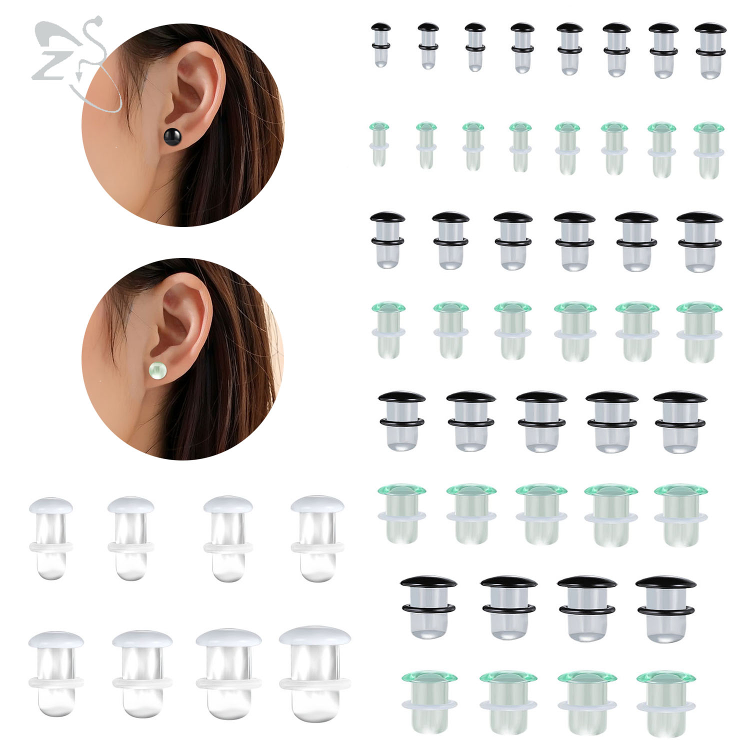Zs Body Jewelry - ZS 1PC Black Glass Ear Plug