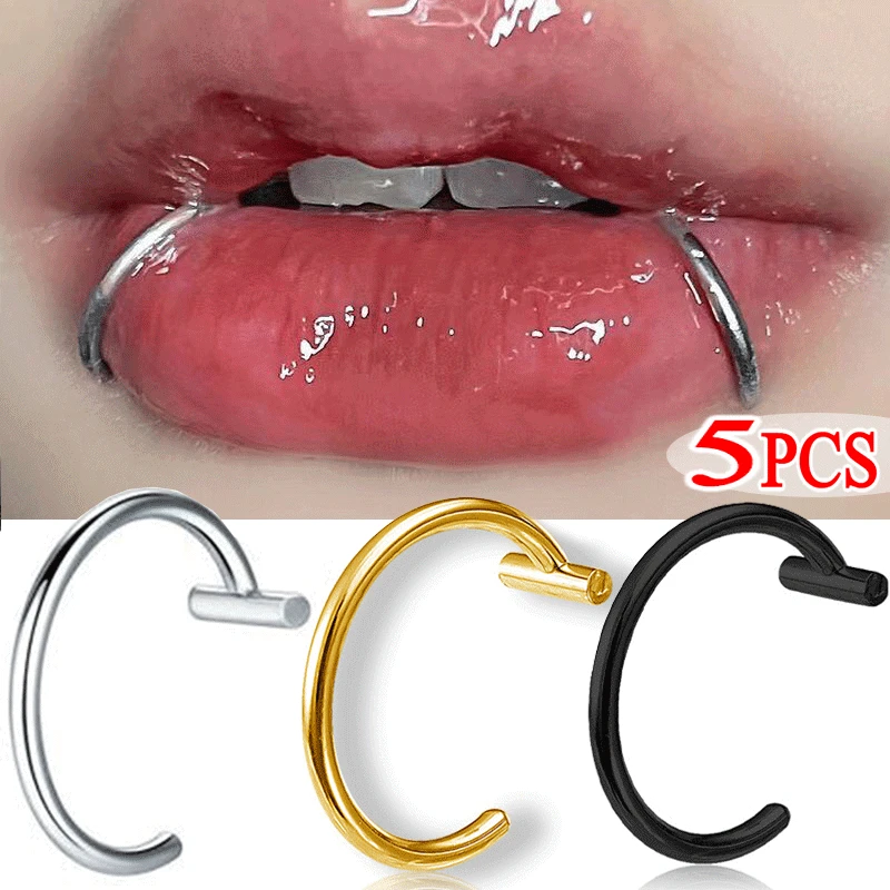 Body Jewelry Lip Ring - 5PCS Punk Lips Rings Medical Titanium