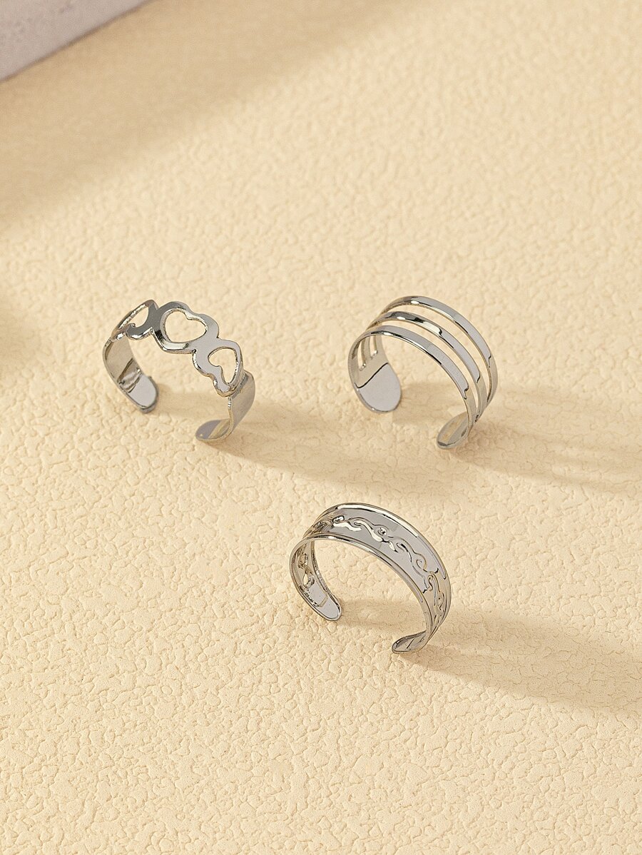 Body Jewelry Rings - 3-Piece Adjustable Cuff Toe Rings With