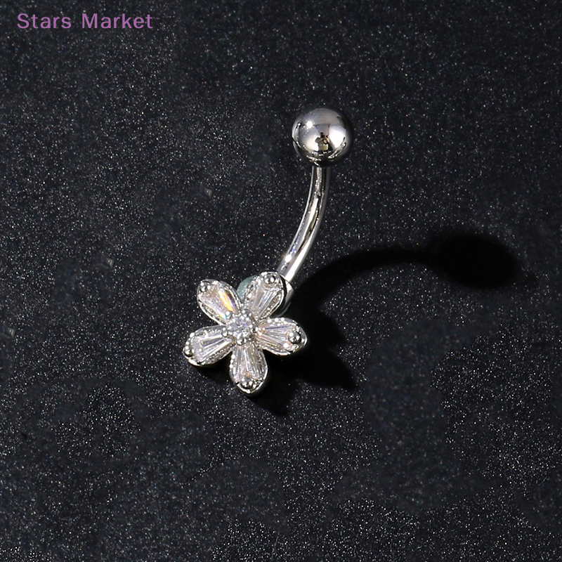 Body Jewelry Belly Button Rings - New Stainless Steel Butterfly Flower Belly