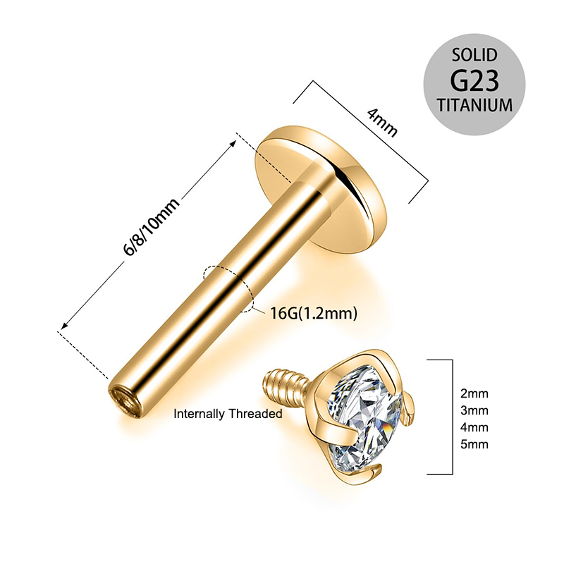 16G Titanium Internally Thread - Body Jewelry Back recension och pris