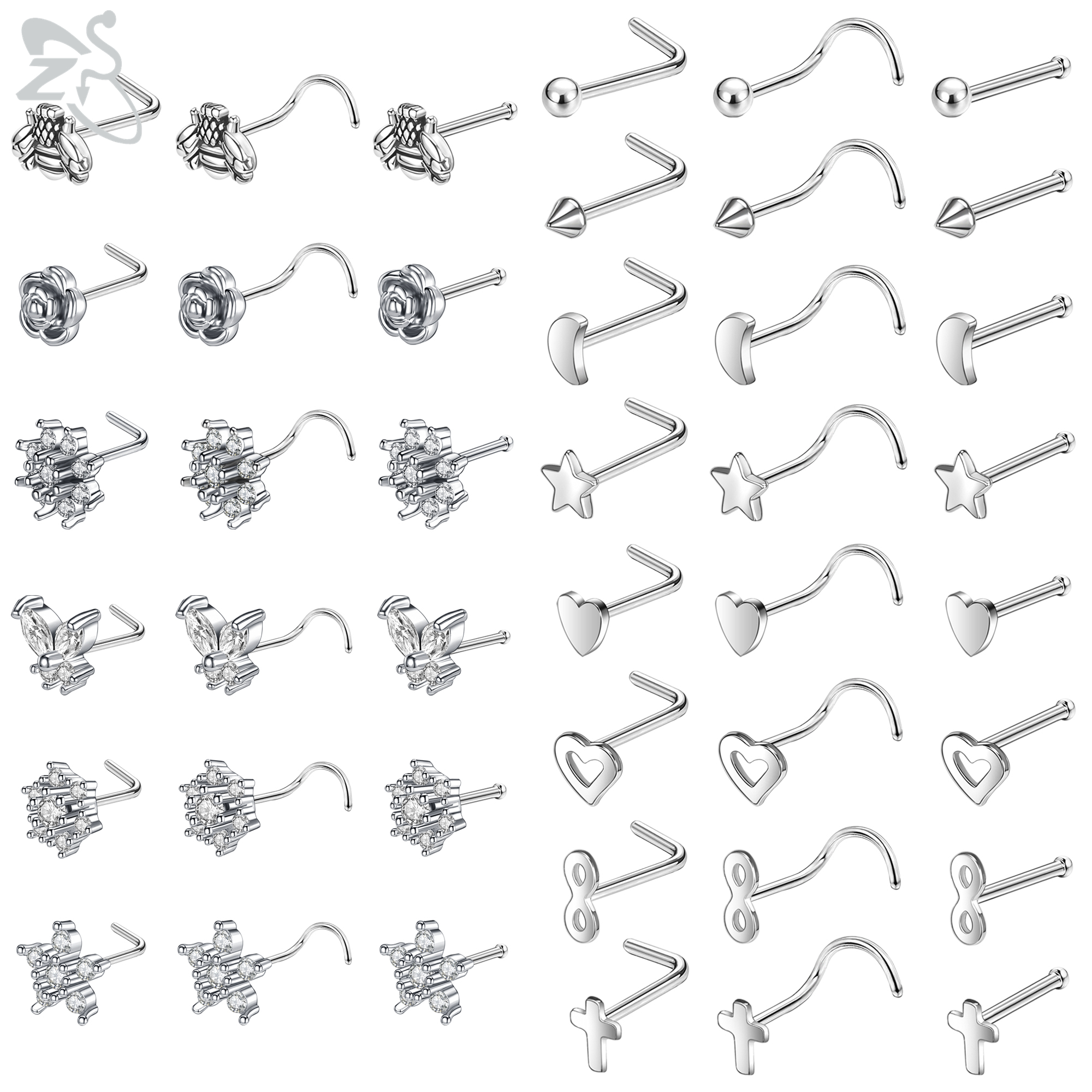 ZS 1 Piece CZ Crystal Nose Stu - Zs Body Jewelry recension och pris