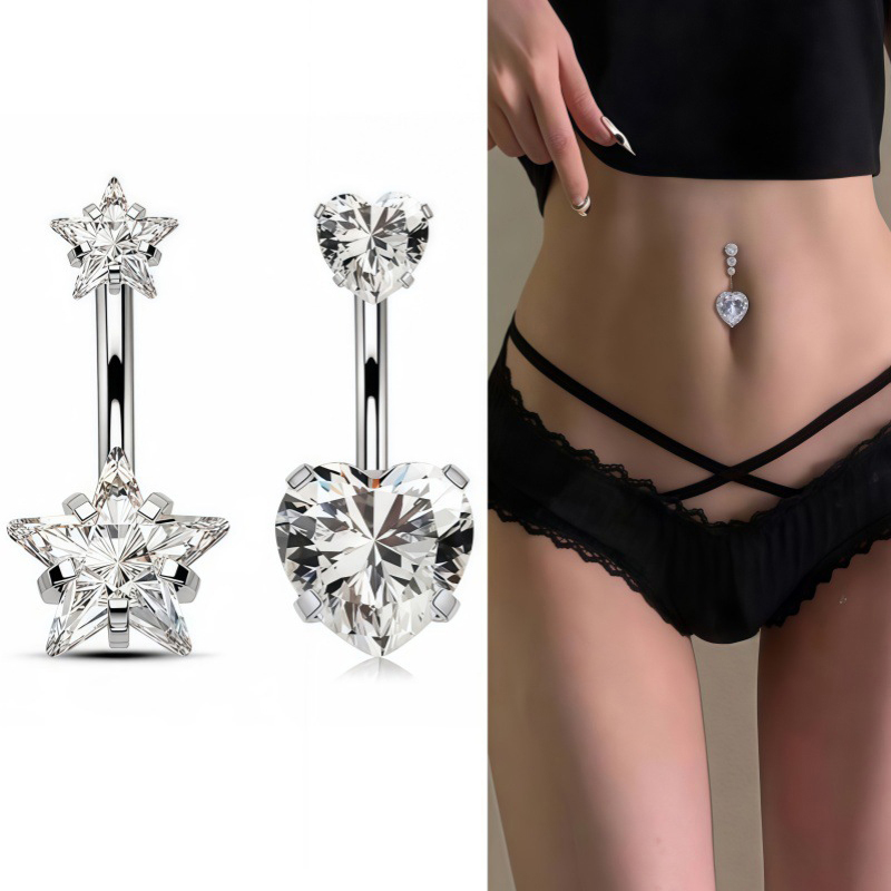 B*Stainless Steel Fashion Hear - Body Jewelry Belly Button Rings recension och pris