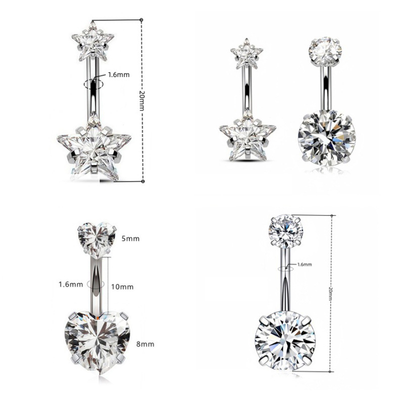 B*Stainless Steel Fashion Hear - Body Jewelry Belly Button Rings recension och pris