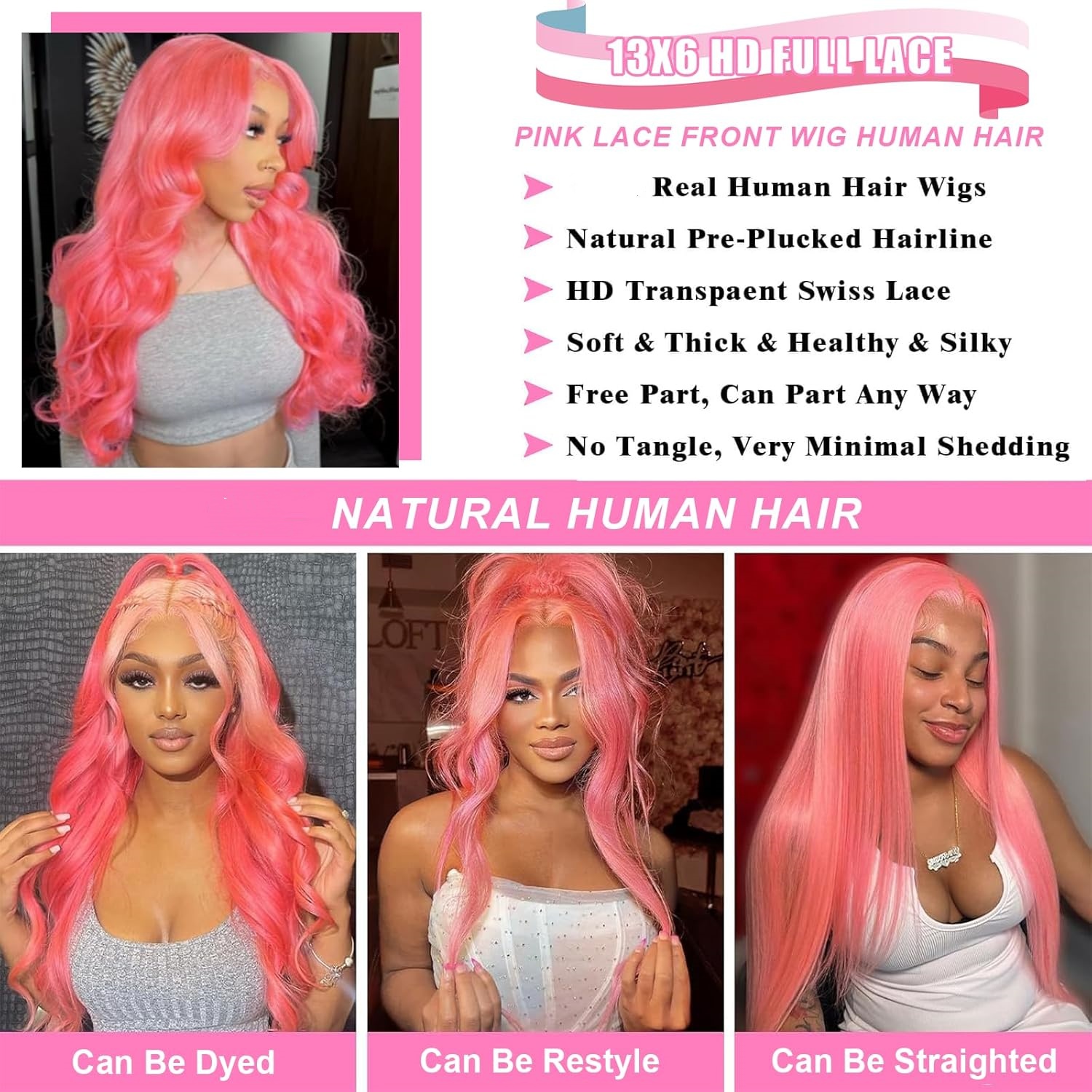 250 Density Pink Wig Body Wave - Body Jewelry Underwear recension och pris