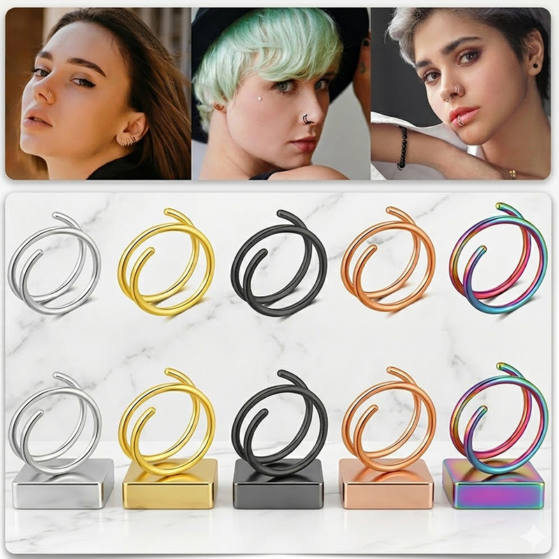 1PC Stainless Steel 316 Double - Body Jewelry Lip Ring recension och pris