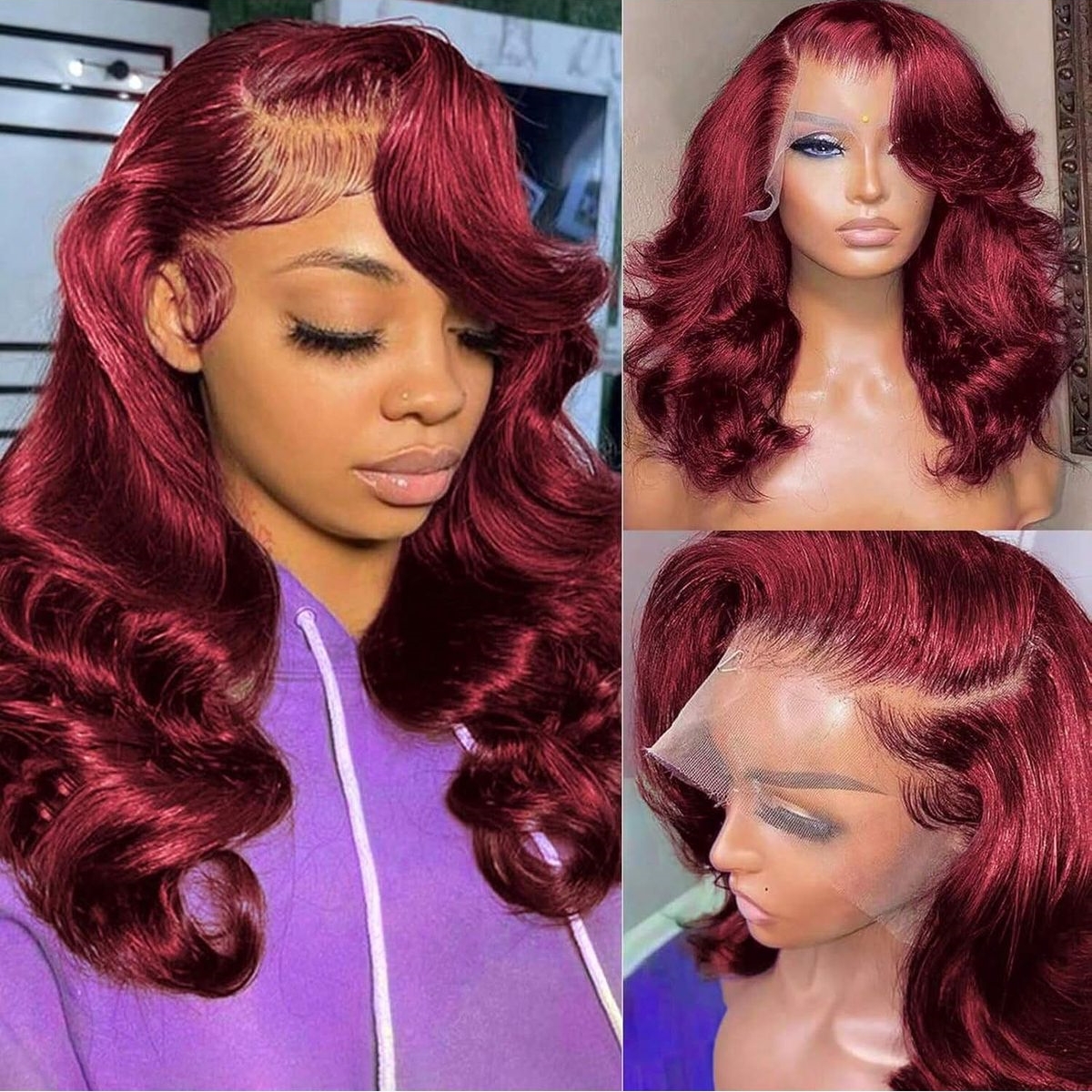 Burgundy Red 99J Short Bob Wig - Body Jewelry Underwear recension och pris