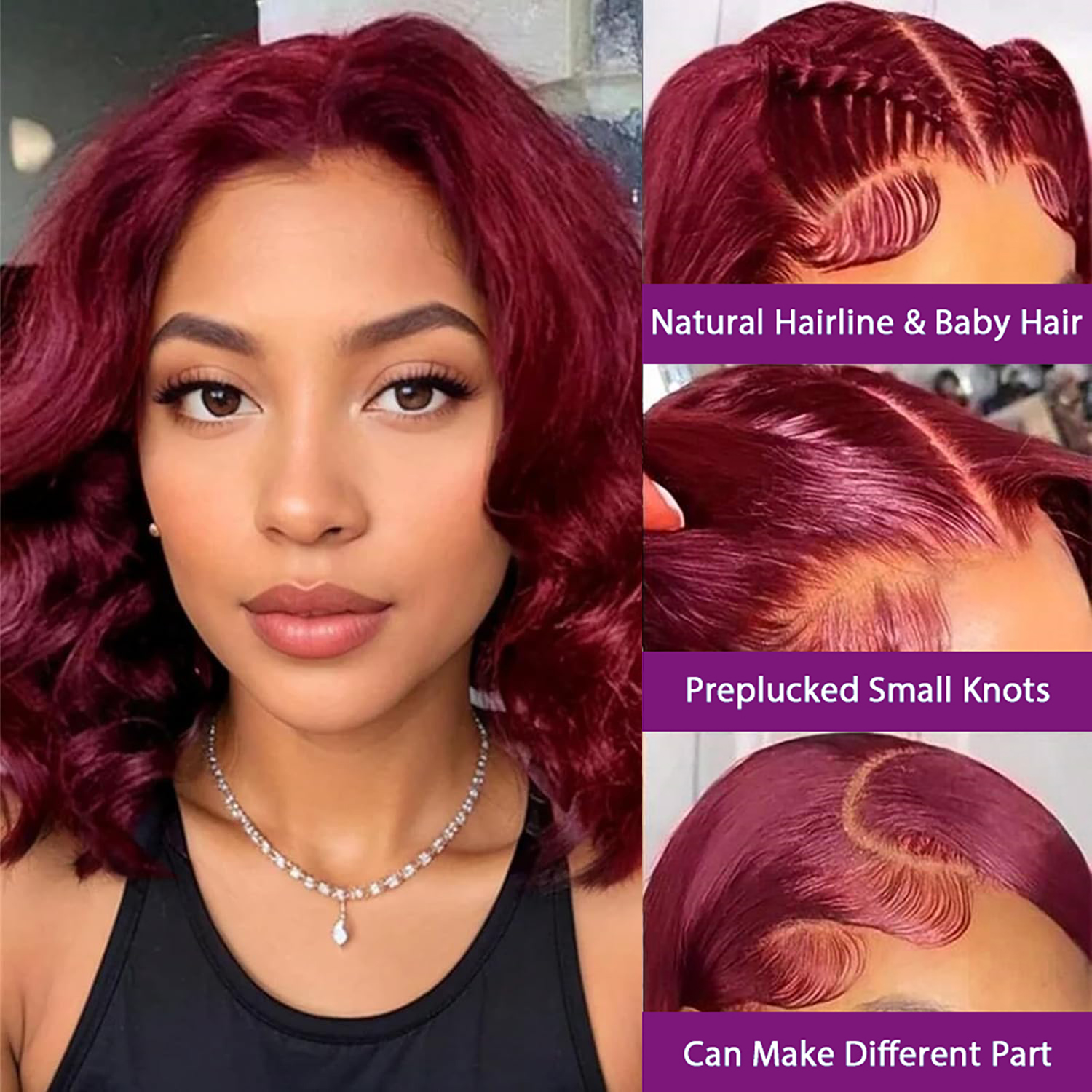 Burgundy Red 99J Short Bob Wig - Body Jewelry Underwear recension och pris