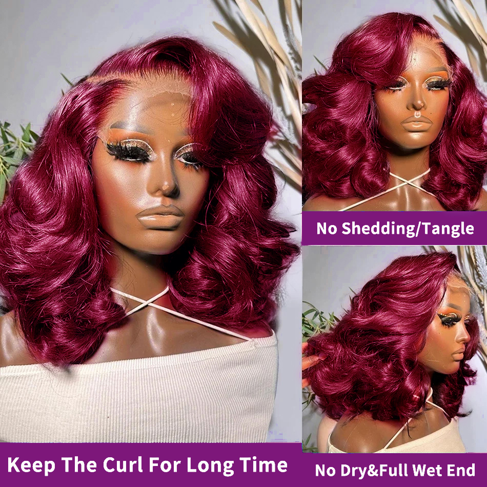 Burgundy Red 99J Short Bob Wig - Body Jewelry Underwear recension och pris