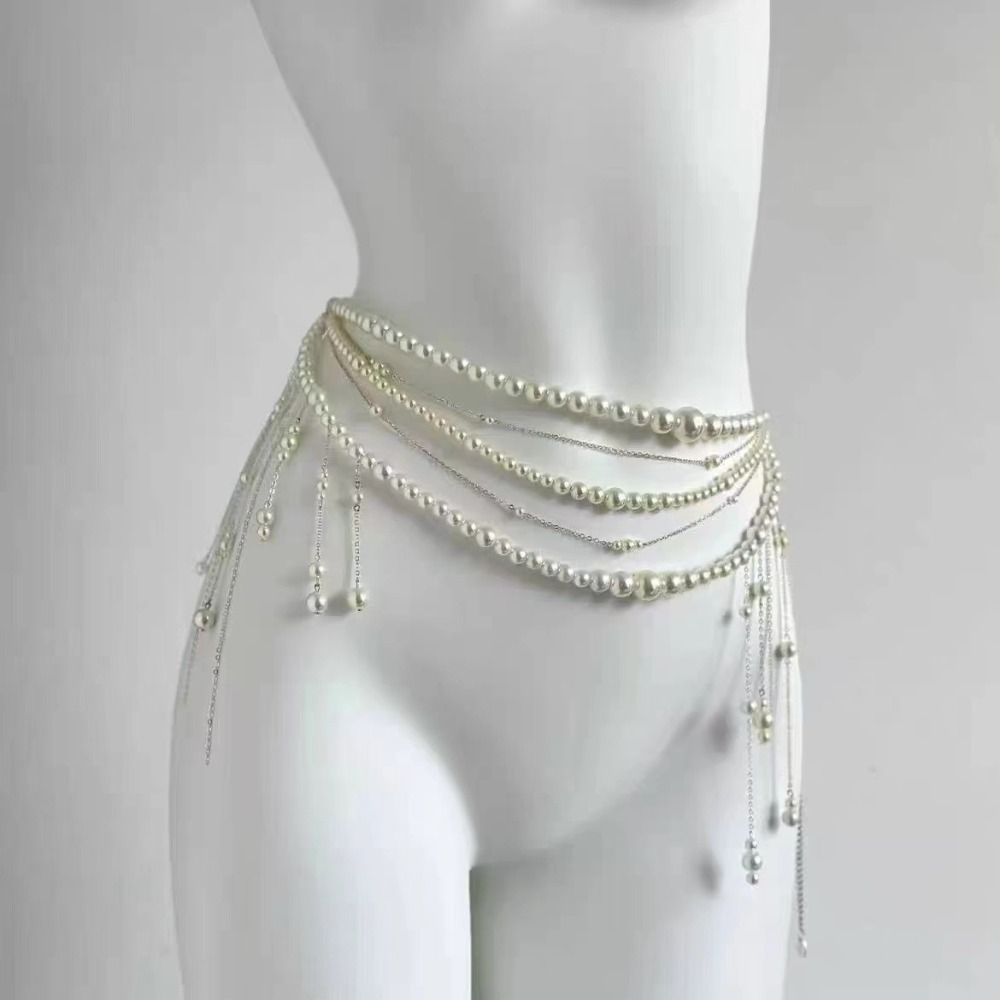 Fashion Women's Pearl Waist Ch - Body Jewelry Waist Chains recension och pris