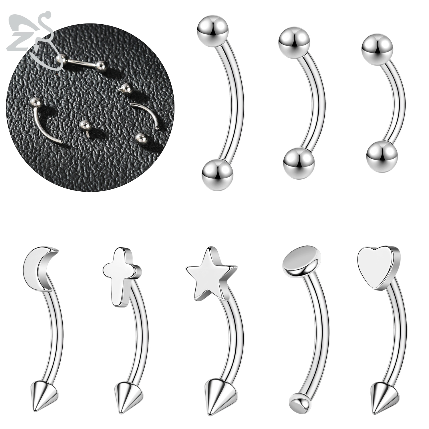 ZS 1PC 16G/18G Star Heart Cros - Zs Body Jewelry recension och pris