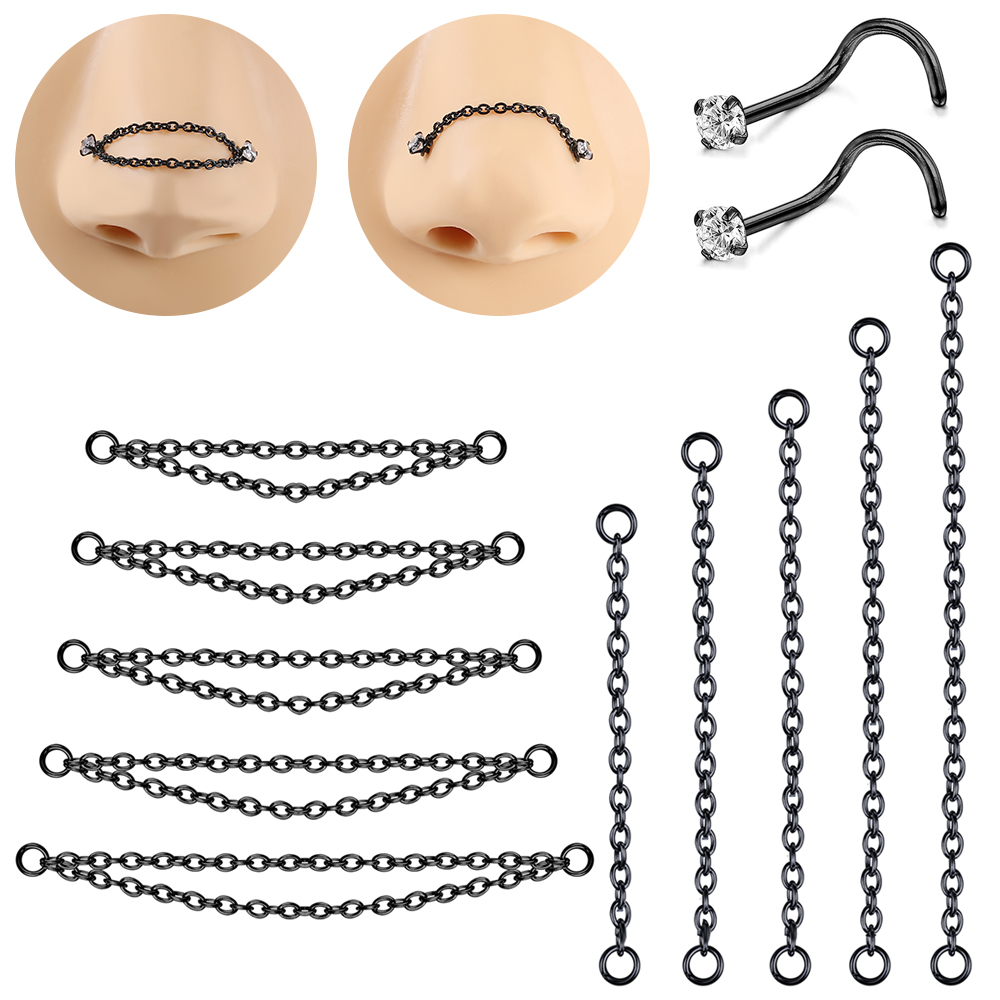AOEDEJ 1PC Black Plate Nose Ch - Zs Body Jewelry recension och pris