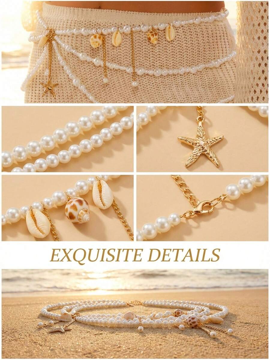 Three-layer beaded waist chain - Body Jewelry Waist Chains recension och pris