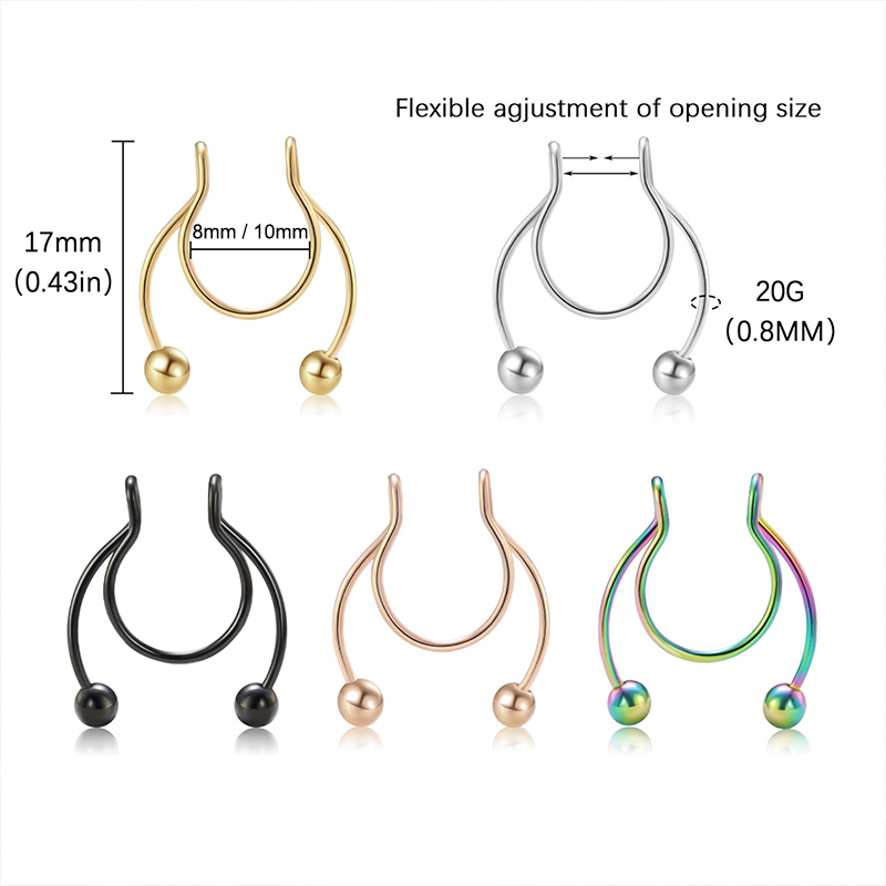20G Fake Nose Rings Hoop Clip- - Body Jewelry Lip Ring recension och pris