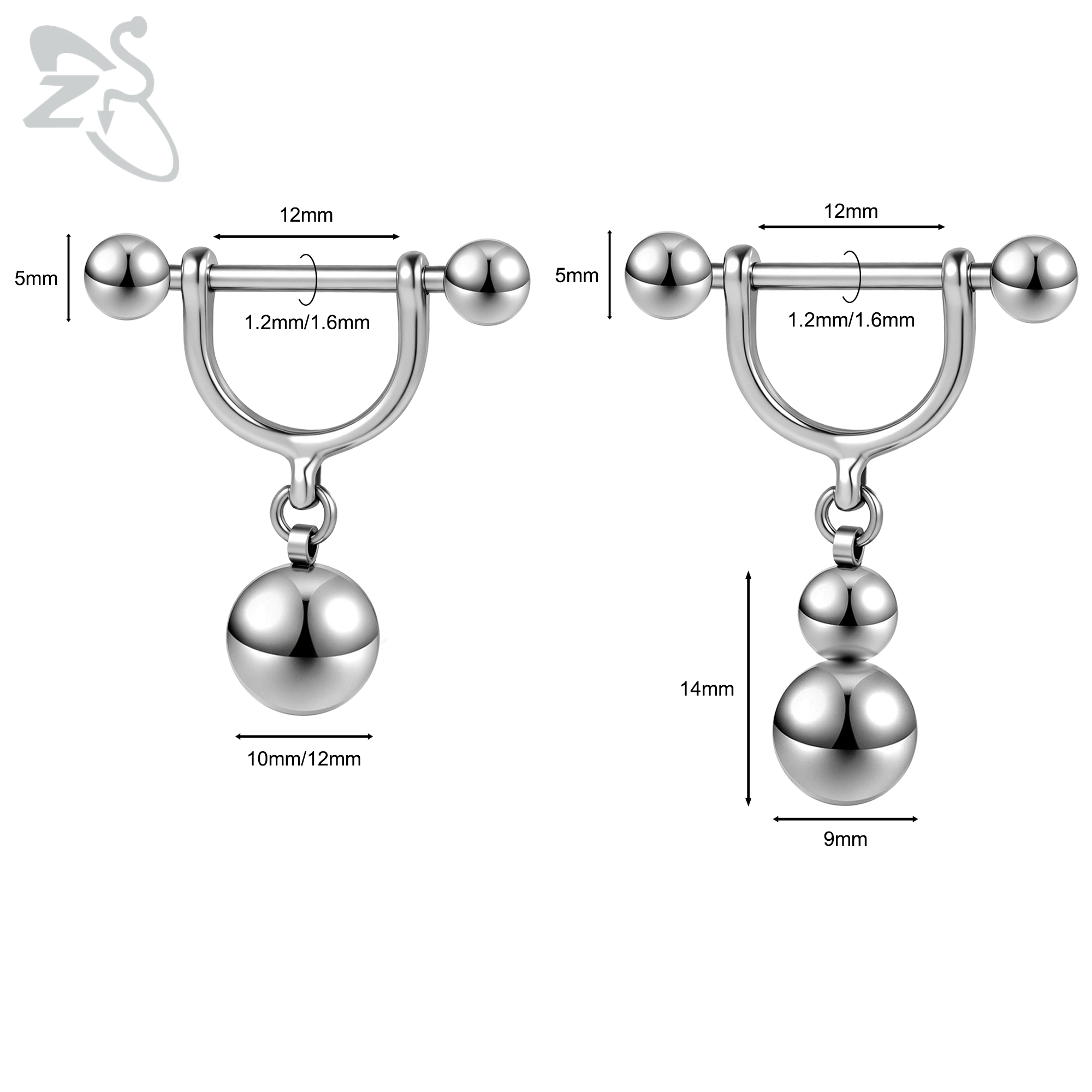 ZS 1 Piece 14G/16G Stainless S - Zs Body Jewelry recension och pris