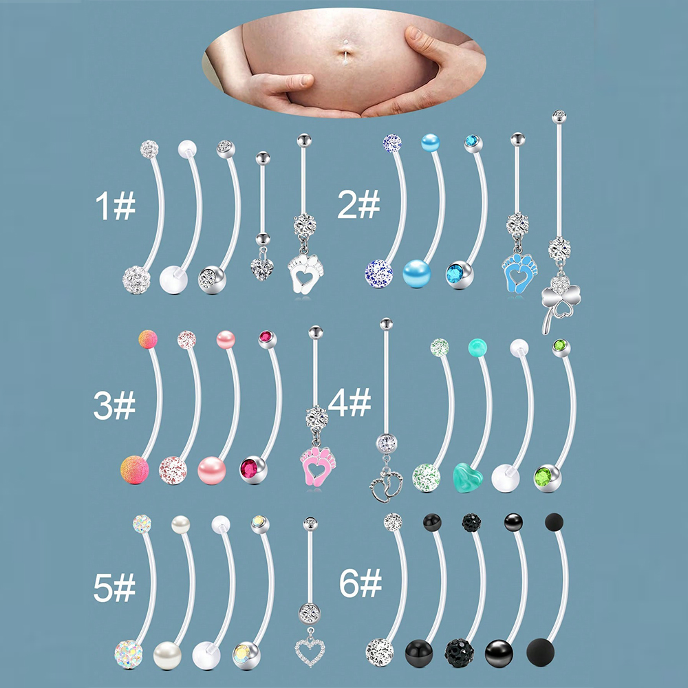 5pcs 14G Pregnancy Belly Butto - Body Jewelry Belly Button Rings recension och pris