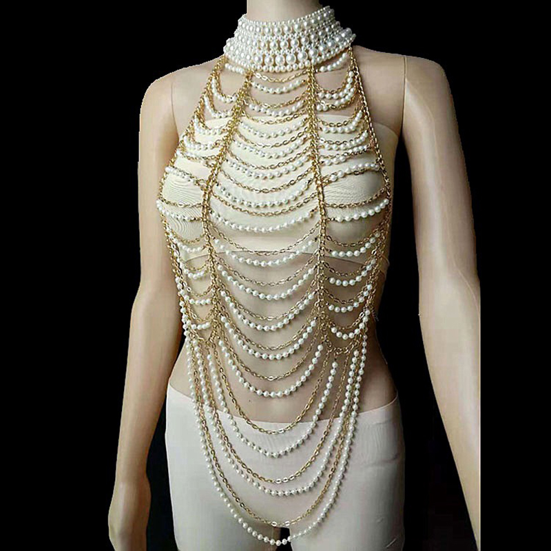 Vintage Multilayer Pearl Neckl - Body Jewelry Brands recension och pris
