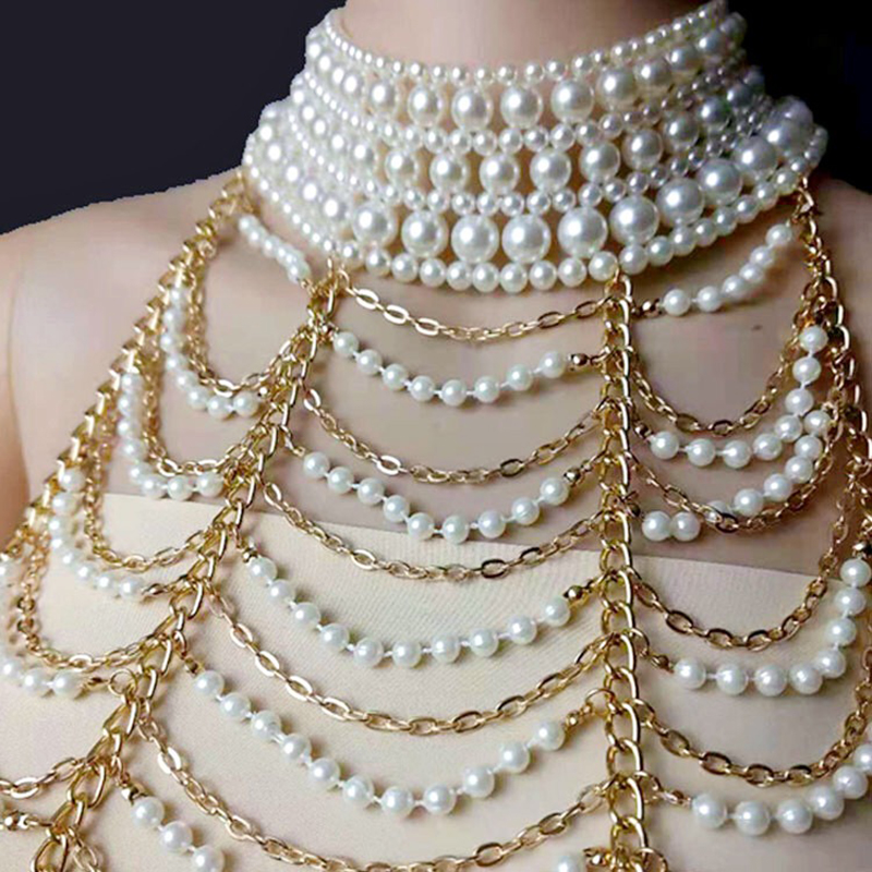 Vintage Multilayer Pearl Neckl - Body Jewelry Brands recension och pris