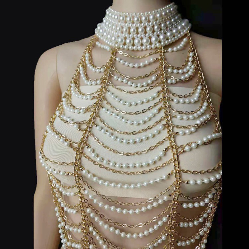 Vintage Multilayer Pearl Neckl - Body Jewelry Brands recension och pris