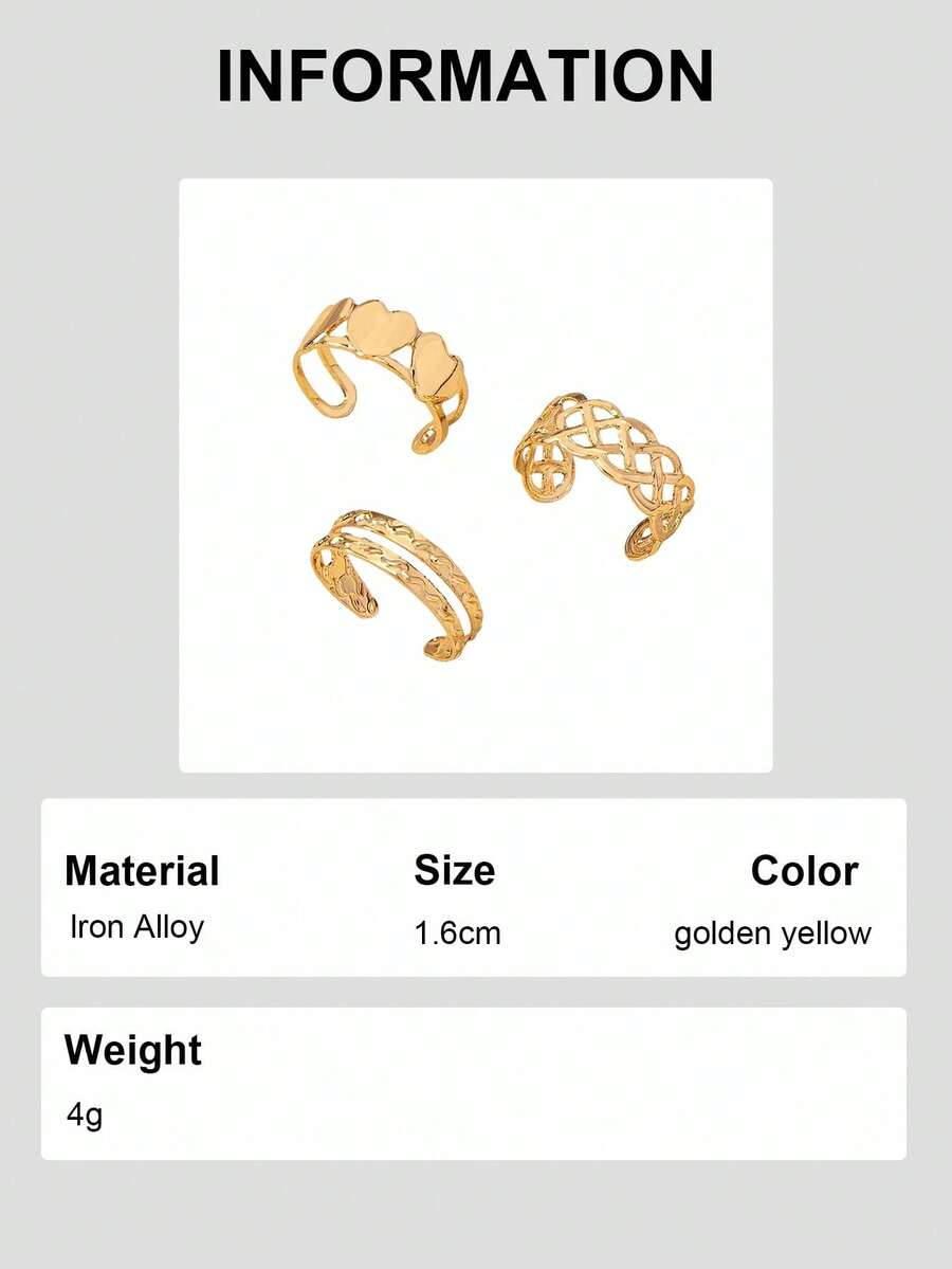 3-Piece Adjustable Cuff Toe Ri - Body Jewelry Rings recension och pris