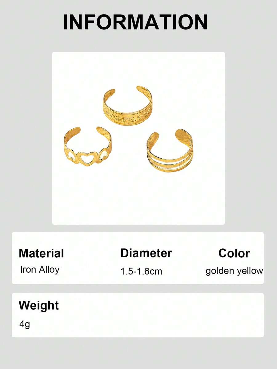 3-Piece Adjustable Cuff Toe Ri - Body Jewelry Rings recension och pris