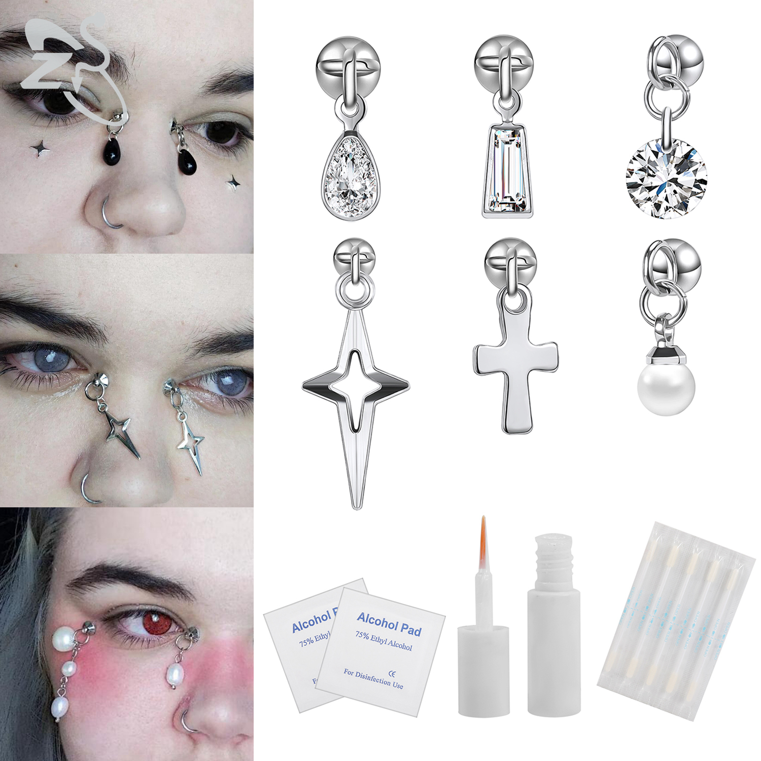 ZS 1 Set Fake Eyebrow Ring Men - Body Jewelry Lip Ring recension och pris
