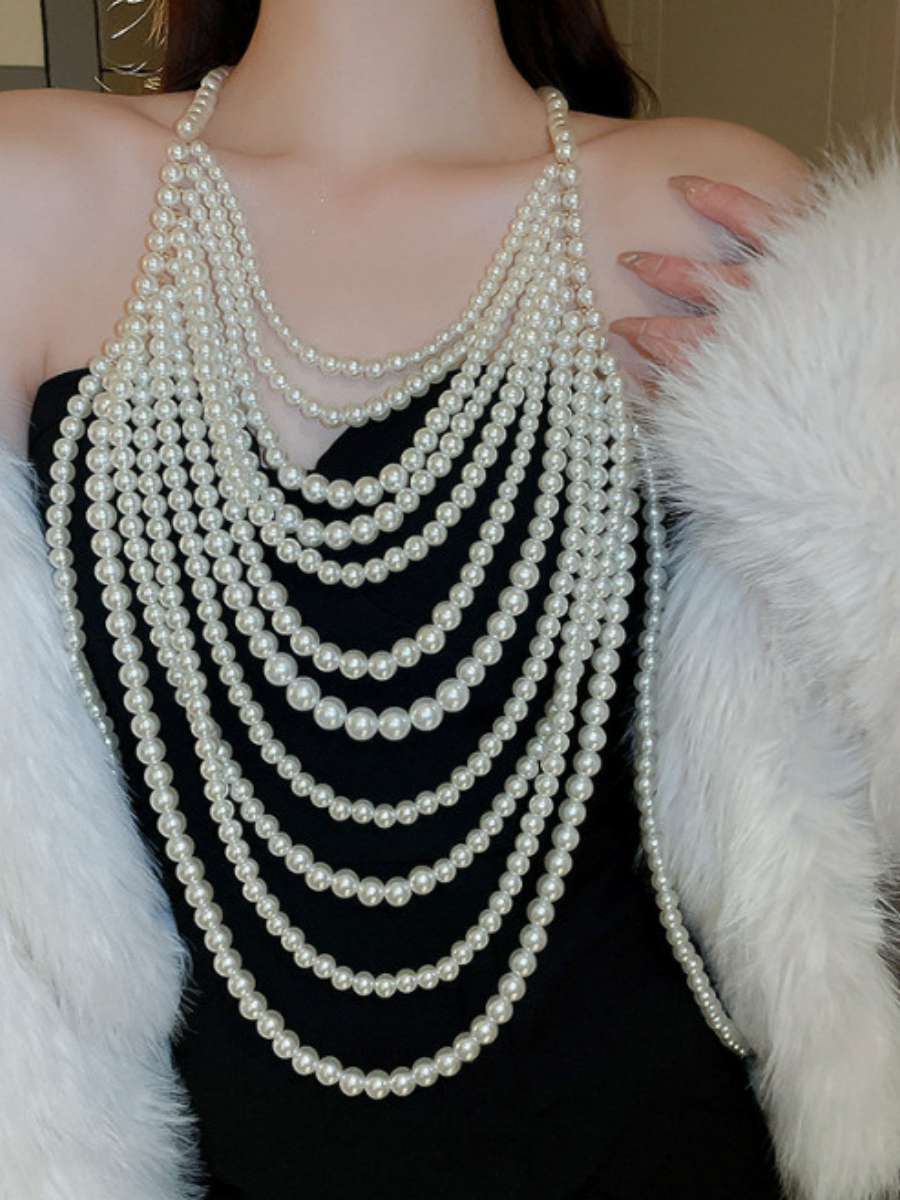 Sexy Multi-Layer Pearl Necklac - Body Jewelry Brands recension och pris