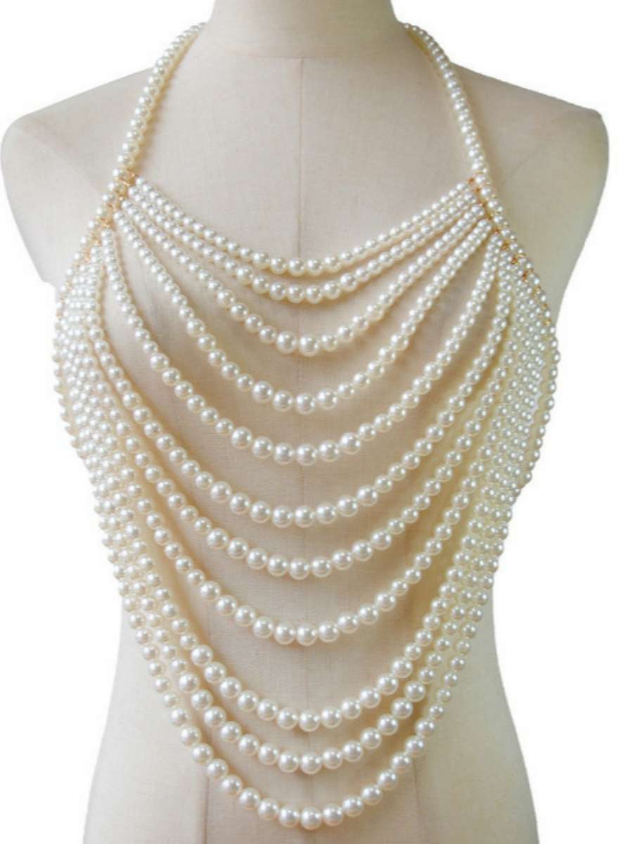 Sexy Multi-Layer Pearl Necklac - Body Jewelry Brands recension och pris