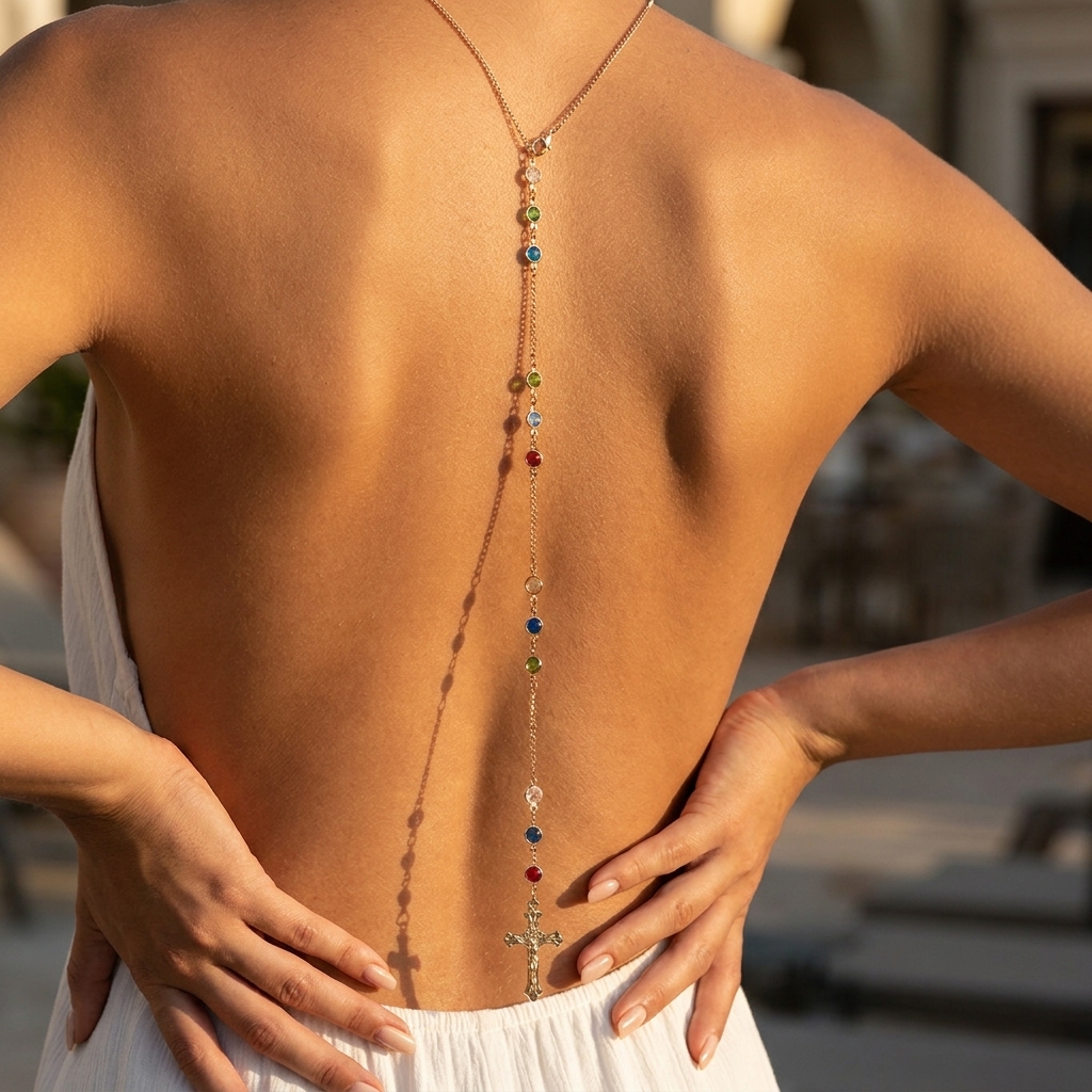 Minimalist Cross Crystal Back  - Body Jewelry Back recension och pris
