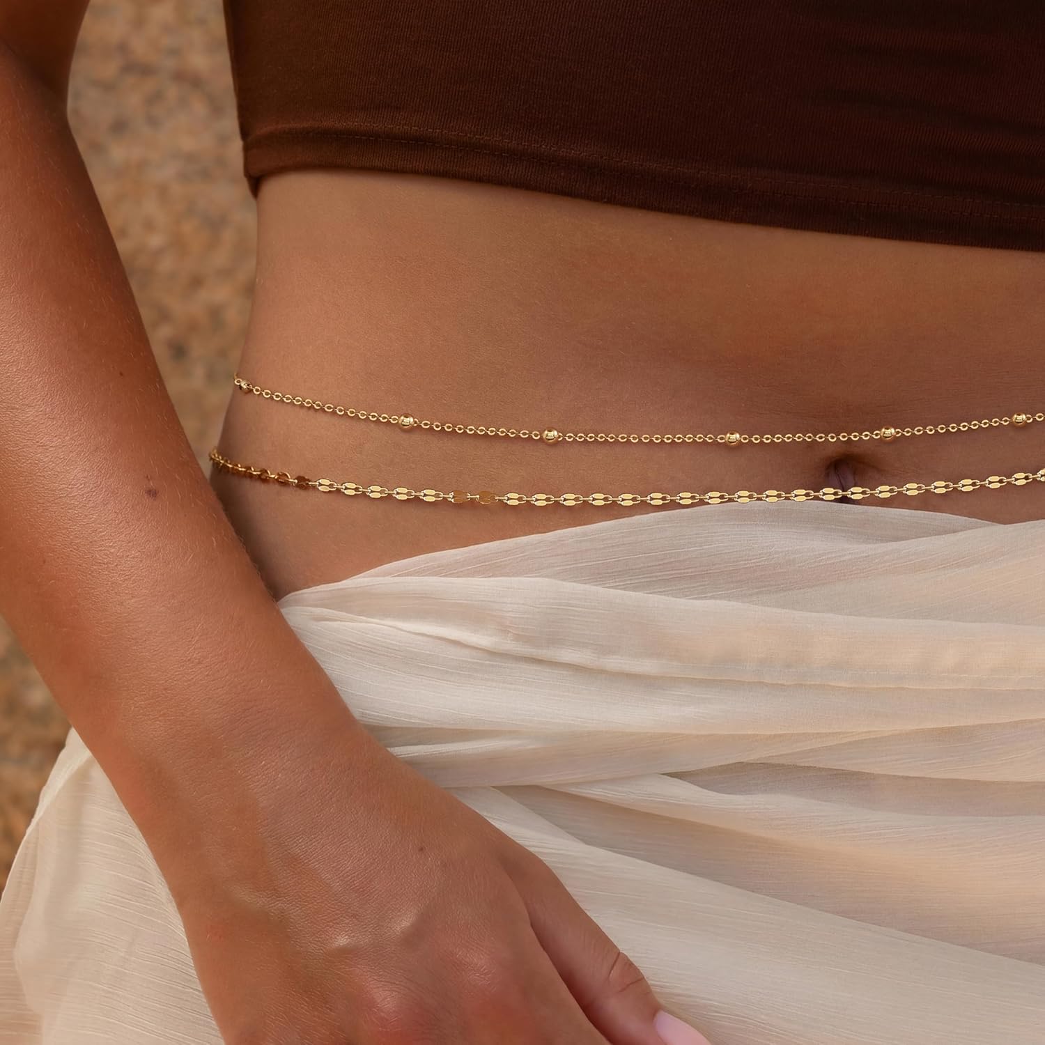 14K Gold Plated Waist Chain Wo - Body Jewelry Bulk recension och pris